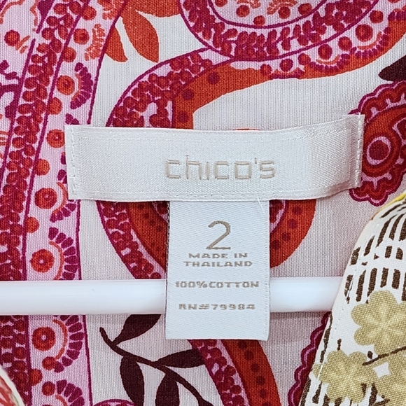 Chico's Women's 100% Cotton Paisley No Iron Button Down Shirt - Picture 3 of 8